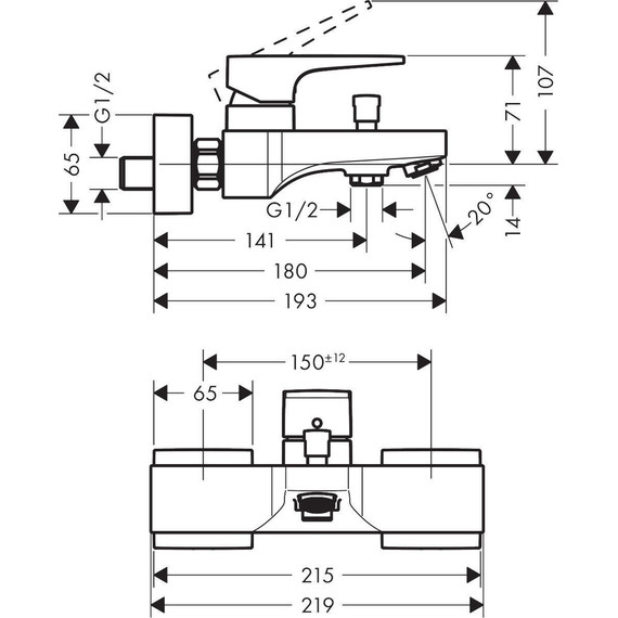 Смеситель для ванны Hansgrohe Metropol 32540670, черный - фото 2