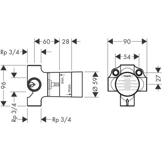 Скрытая часть переключающего вентиля Hansgrohe Quattro 15930180 - фото 2