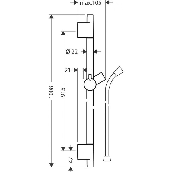 Душевая штанга Hansgrohe Unica S Puro 90 см 28631670, черный - фото 2