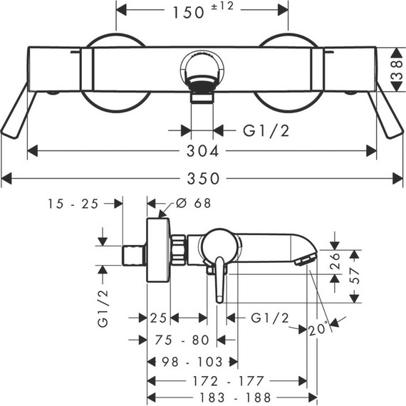 Смеситель для ванны с термостатом Hansgrohe Ecostat Comfort Care 13115000 - фото 2
