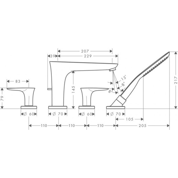 Смеситель для ванны Hansgrohe PuraVida 15446000, белый/хром - фото 2