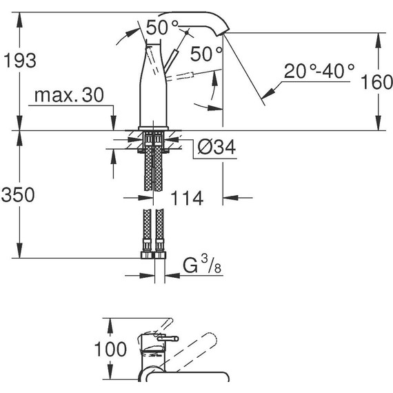 Смеситель для раковины Grohe Essence New 193 мм 23463001 - фото 3