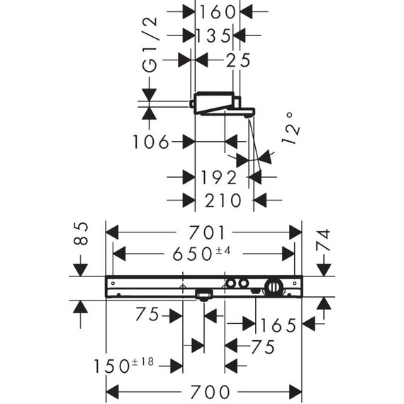 Смеситель для ванны с термостатом Hansgrohe ShowerTablet Select 700 13183000 - фото 2