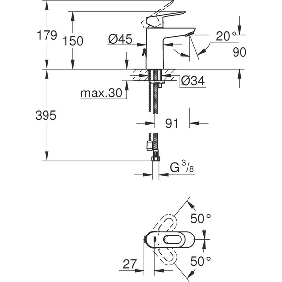 Смеситель для раковины Grohe BauLoop 23336000 - фото 2