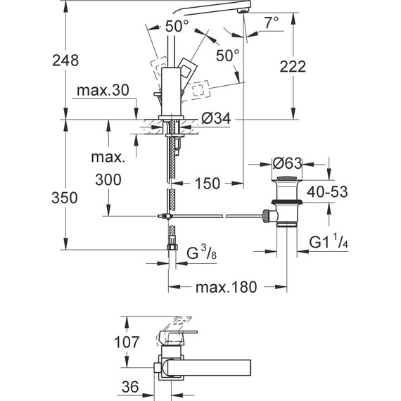 Смеситель для раковины Grohe Eurocube 2313500E - фото 8