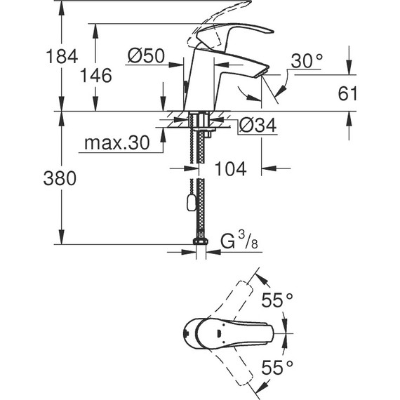 Смеситель для раковины Grohe Eurosmart New 33188002 - фото 2