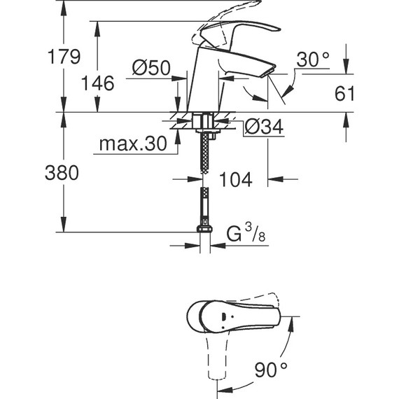 Смеситель для раковины Grohe Eurosmart New 32154002 - фото 2
