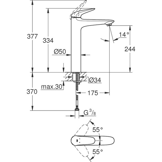 Смеситель для раковины высокий Grohe Eurostyle 23719003 - фото 6
