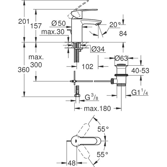 Смеситель для раковины Grohe Eurostyle Cosmopolitan 3355220E - фото 6