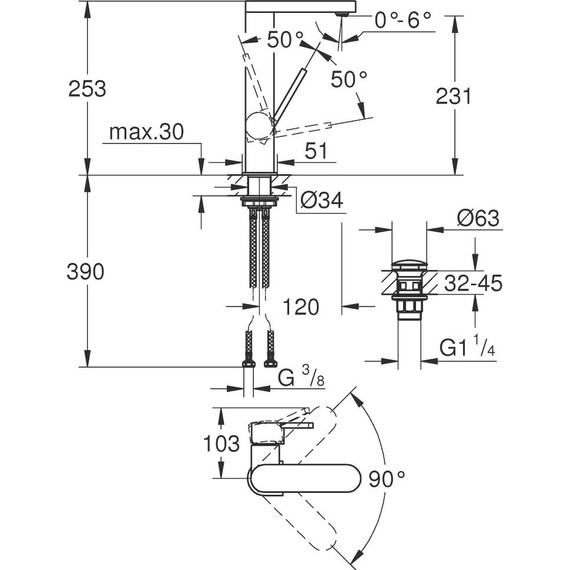 Смеситель для раковины Grohe Plus 23873003 - фото 3