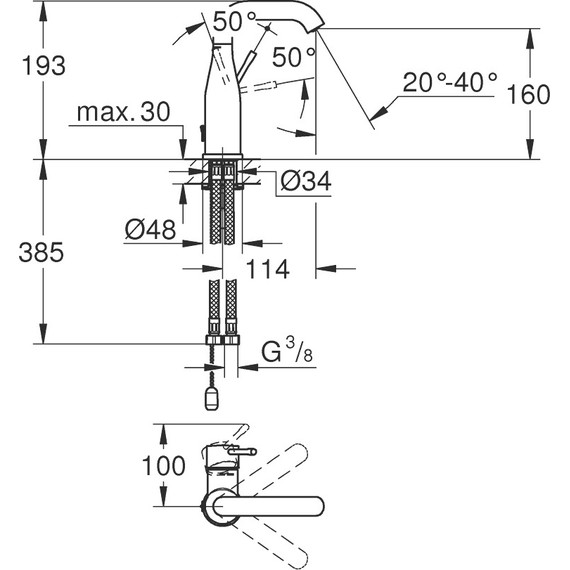 Смеситель для раковины Grohe Essence New 23480001 - фото 3