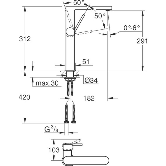 Смеситель для раковины высокий Grohe Plus 32618003 - фото 3