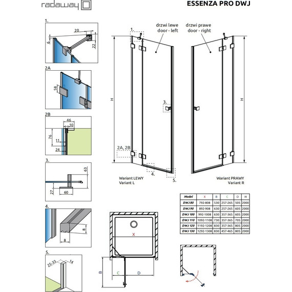 Душевая дверь Radaway Essenza Pro DWJ 110 см 10099110-04-01R, хром/прозрачное - фото 9