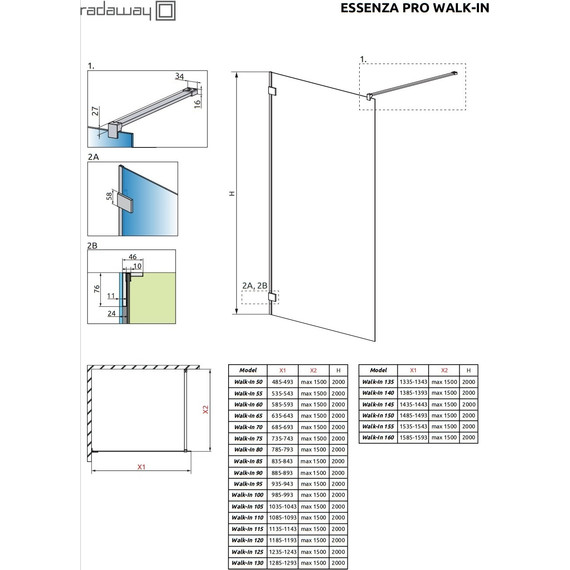 Душевая перегородка Radaway Essenza Pro Gold Walk-in 80х200 см 10103080-09-01, золото/прозрачное - фото 7