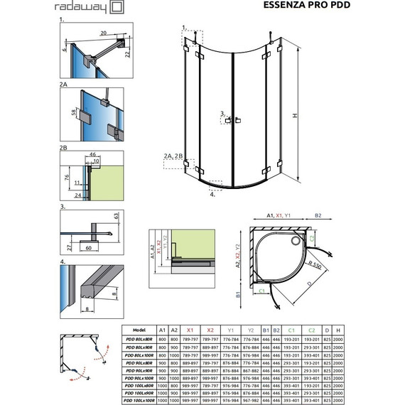 Душевое ограждение Radaway Essenza Pro Black PDD 100х100 см, черный/прозрачное - фото 7
