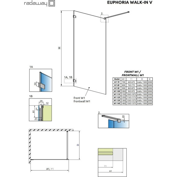 Душевая перегородка Radaway Euphoria Walk-in V 80х200 см 383110-01-01 (стекло 8 мм) , хром/прозрачное - фото 9