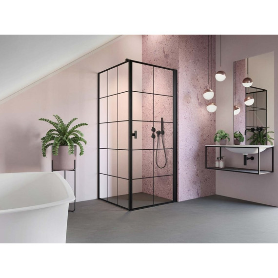 Душевое ограждение Radaway Nes 8 Black KDJ I Factory + S1 80х90 см R (стекло 8 мм), черный/прозрачное - фото 2