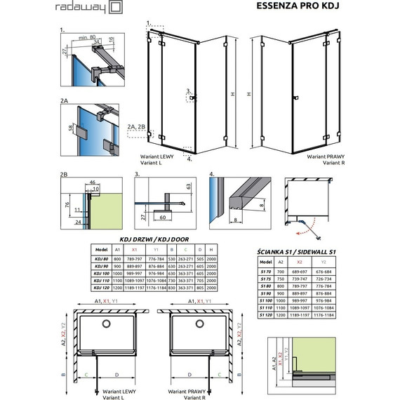 Душевое ограждение Radaway Essenza Pro Black KDJ 120х100 см R, черный/прозрачное - фото 8