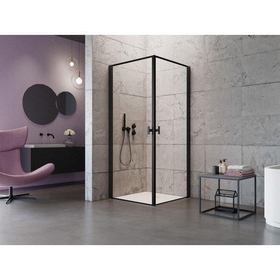 Душевое ограждение Radaway Nes 8 Black KDD I Frame 80х80 см (стекло 8 мм), черный/прозрачное - фото 2