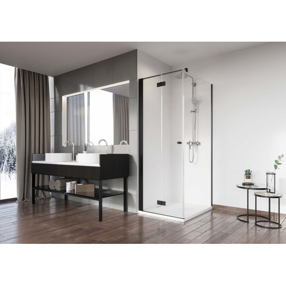 Душевое ограждение Radaway Nes 8 Black KDJ B + S 80х80 см L (стекло 8 мм), черный/прозрачное - фото 2