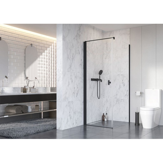 Душевое ограждение Radaway Nes 8 Black KDJ I + S1 100х80 см L (стекло 8 мм), черный/прозрачное - фото 2
