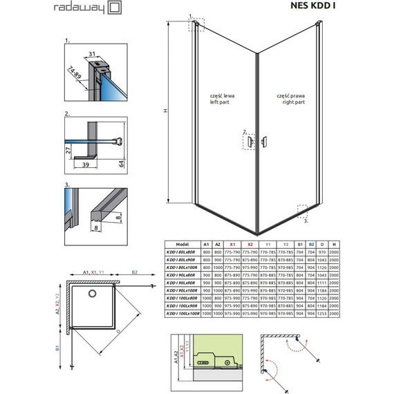 Душевое ограждение Radaway Nes Black KDD I 90х90 см, черный/прозрачное - фото 6