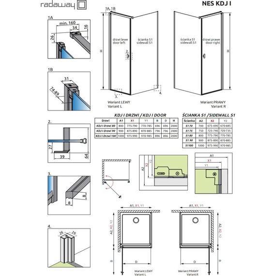Душевое ограждение Radaway Nes Black KDJ I + S1 80х80 см R, черный/прозрачное - фото 8