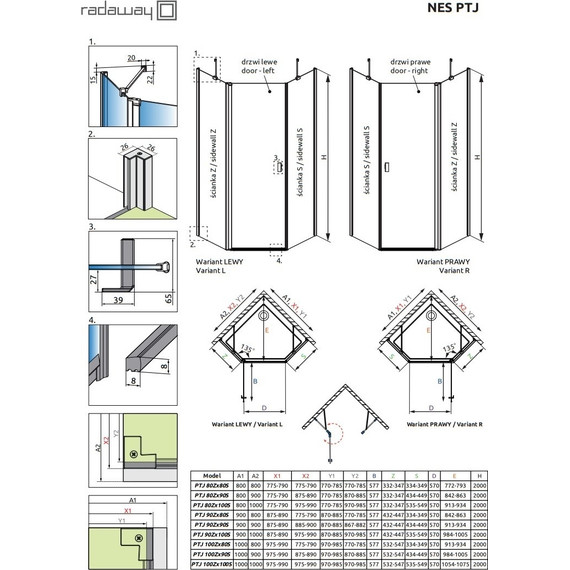 Душевое ограждение Radaway Nes Black PTJ 80х100 см R, черный/прозрачное - фото 5