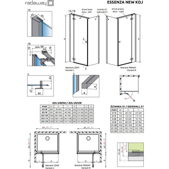 Душевое ограждение Radaway Essenza New Black KDJ 100х75 см R, черный/прозрачное - фото 7