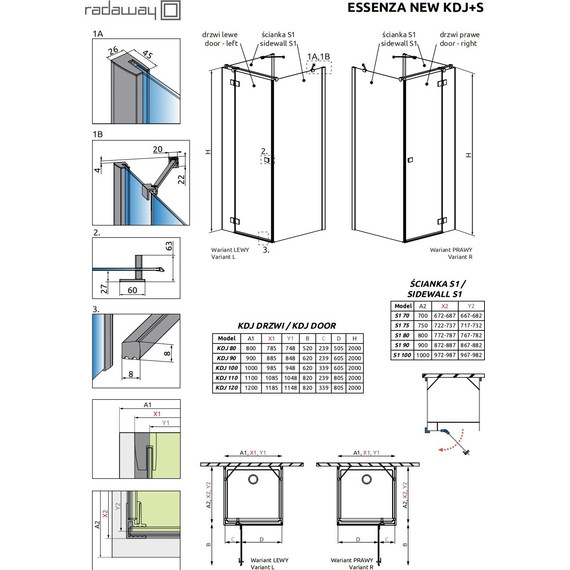 Душевое ограждение Radaway Essenza New Black KDJ+S 80х80 см R, черный/прозрачное - фото 8