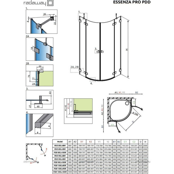 Душевое ограждение Radaway Essenza Pro PDD 90х90 см, хром/прозрачное - фото 9