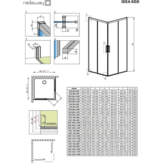 Душевое ограждение Radaway Idea Black KDD 80х120 см, черный/прозрачное - фото 10