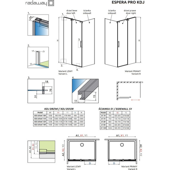 Душевое ограждение Radaway Espera Pro KDJ 100х100 см L (стекло 8 мм), хром/прозрачное - фото 8