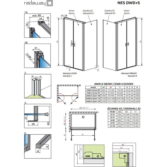 Душевое ограждение Radaway Nes DWD+S 100х75 см, хром/прозрачное - фото 8