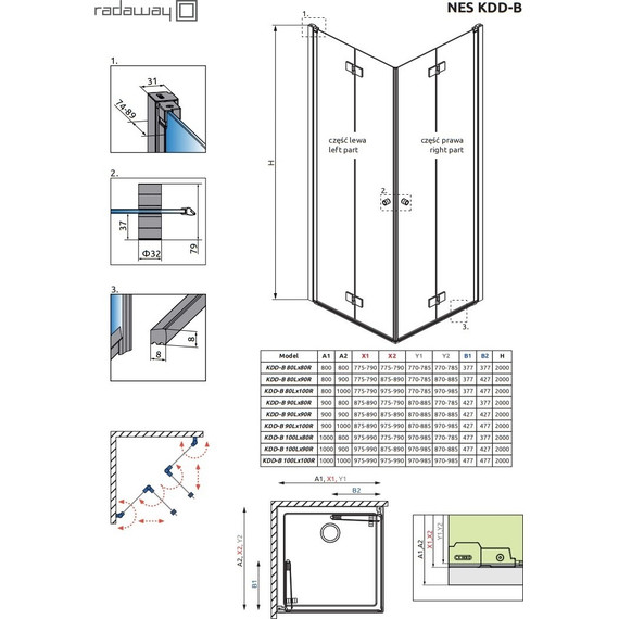 Душевое ограждение Radaway Nes KDD B 100х100 см, хром/прозрачное - фото 8
