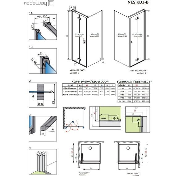 Душевое ограждение Radaway Nes KDJ B 100х100 см R, хром/прозрачное - фото 9