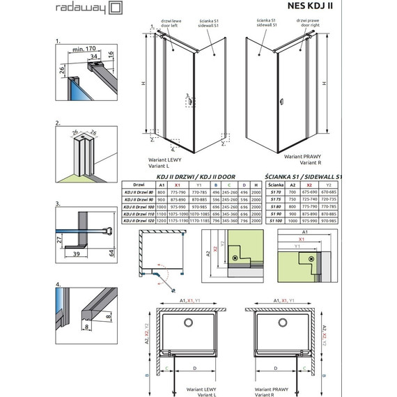 Душевое ограждение Radaway Nes KDJ II + S1 120х80 см R, хром/прозрачное - фото 8