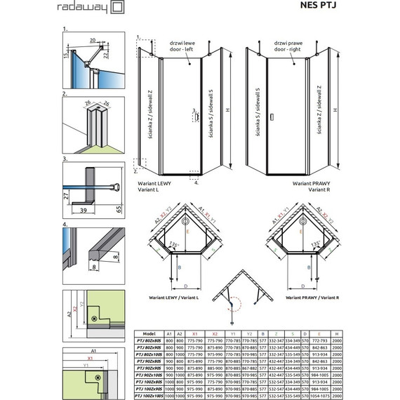 Душевое ограждение Radaway Nes PTJ 80х80 см R, хром/прозрачное - фото 8