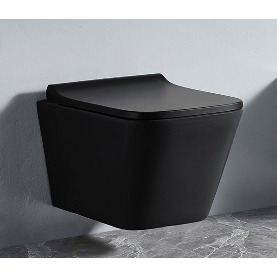 Унитаз подвесной безободковый Azario Teramo AZ-052-MB с крышкой микролифт, черный, Цвет производителя: чёрный - фото, картинка 2 Унитаз подвесной безободковый Azario Teramo AZ-052-MB с крышкой микролифт, черный, Цвет производителя: чёрный - фото 2