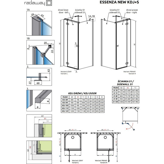 Душевое ограждение Radaway Essenza New KDJ+S 120х100 см L, хром/прозрачное - фото 9