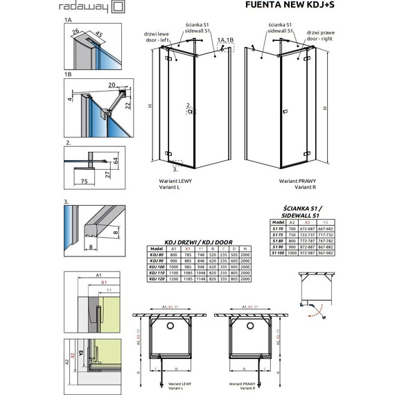 Душевое ограждение Radaway Fuenta New KDJ+S 90х90 см L, хром/прозрачное - фото 9