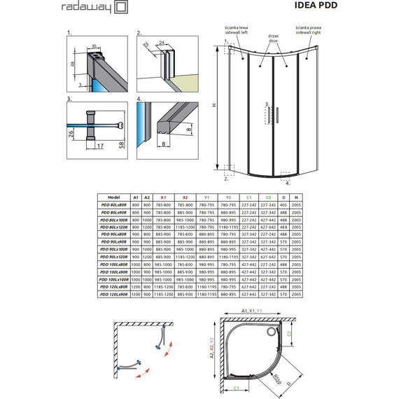 Душевое ограждение Radaway Idea PDD 100х90 см, хром/прозрачное - фото 7