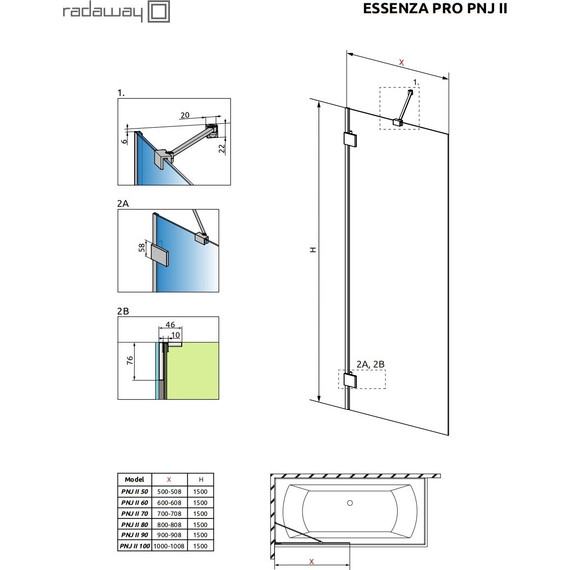 Шторка для ванны Radaway Essenza Pro White PNJ II 50 см 10101050-04-01, белый/прозрачное - фото 9