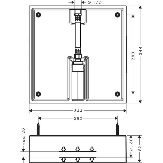 Скрытая часть для верхнего душа Hansgrohe Raindance E 26254180 - фото 2
