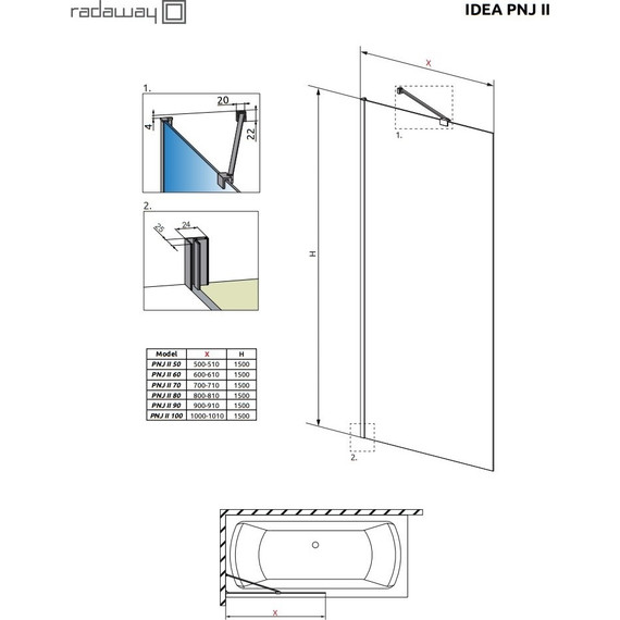 Шторка для ванны Radaway Idea Black PNJ II 70 см 10001070-54-01, черный/прозрачное - фото 3