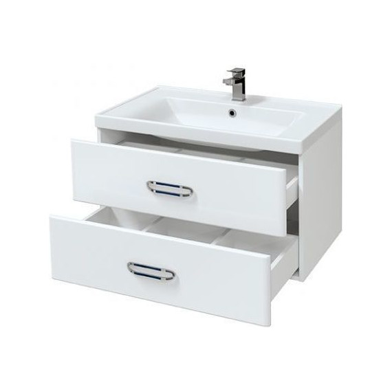 Тумба подвесная с раковиной Mirsant Fuji 80 см с доводчиком, белый - фото, картинка 2 Тумба подвесная с раковиной Mirsant Fuji 80 см с доводчиком, белый - фото 2