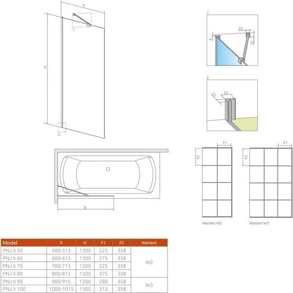 Шторка для ванны Radaway Idea Black PNJ II Frame 100 см 10001100-54-56, черный/прозрачное - фото 4