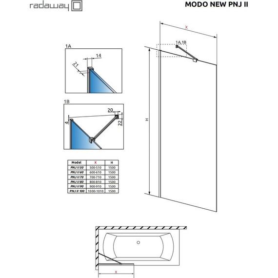 Шторка для ванны Radaway Modo New Black PNJ II 80 см 10006080-54-01 (стекло 8 мм), черный/прозрачное - фото 3