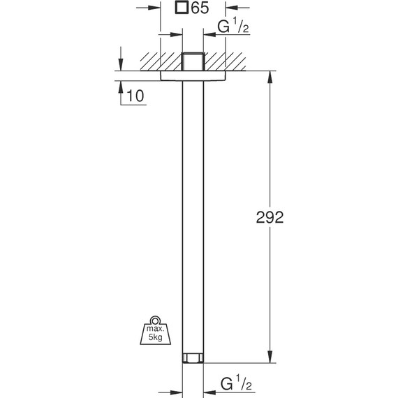 Кронштейн потолочный для верхнего душа Grohe Rainshower neutral 292 мм 27484000 - фото 2