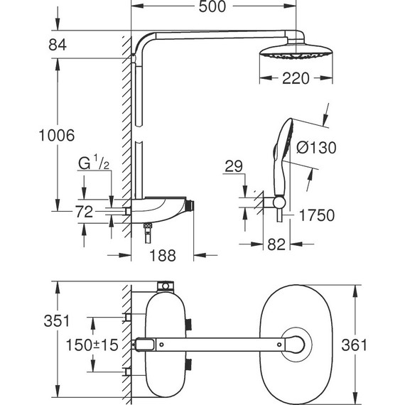 Душевая стойка с термостатом Grohe Rainshower SmartControl 360 MONO 26361000 - фото 8